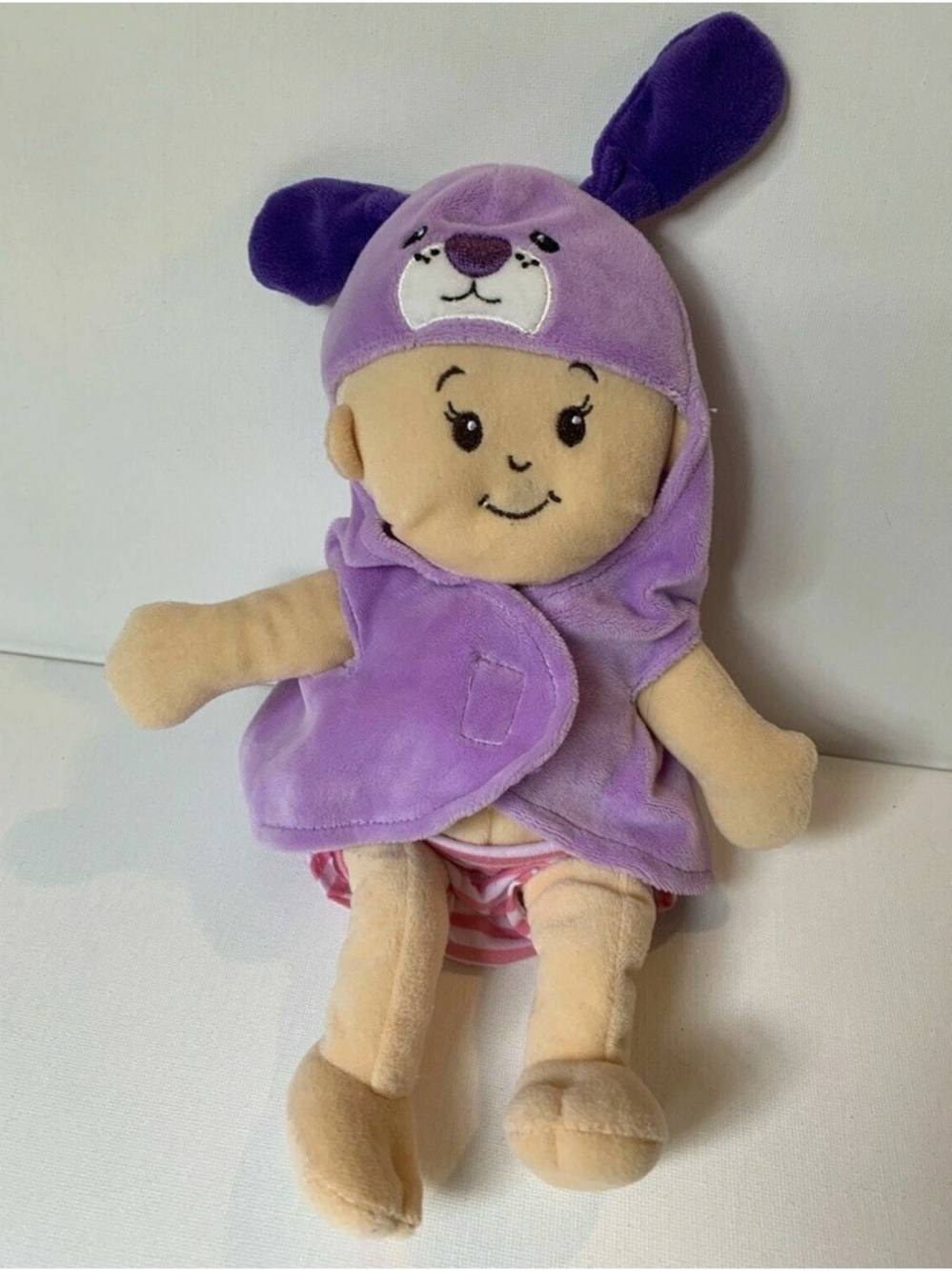 Plush Baby Doll in Purple Puppy Outfit - Soft Cuddle Manhattan Toy Co